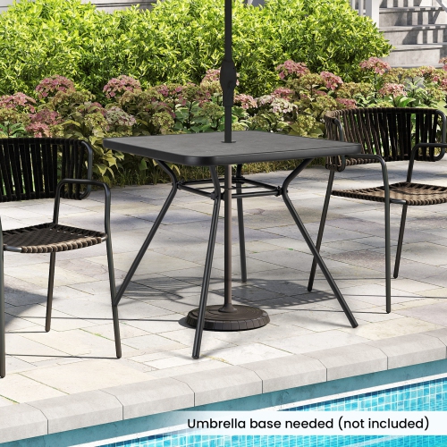 Gymax 32'' Patio Dining Table w/ 1.6'' Umbrella Hole & Lid DPC Tabletop for Backyard