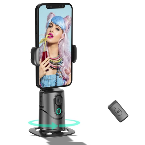 Support de téléphone de bureau, support de caméra de téléphone pivotant à 360° avec télécommande pour vlogues, TikTok Live, enregistrement vidéo