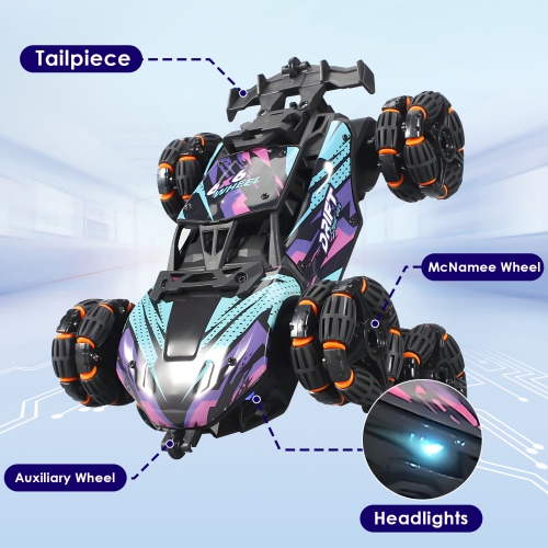 8 Wheel Remote Control Stunt Car Toy, Off-Road Toy Car with Handle Remote Control and Gesture Remote Control, Boys Birthday and Christmas Gift