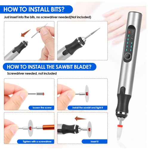 USB Rechargeable Engraving Pen, Cordless Mini Electric Polishing Pen for Wood Carving and Jewelry Engraving