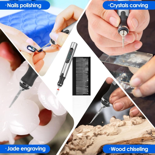USB Rechargeable Engraving Pen, Cordless Mini Electric Polishing Pen for Wood Carving and Jewelry Engraving