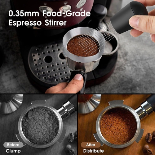 Ensemble d'accessoires pour espresso de 51 mm, pilon calibré à ressort, outil WDT et entonnoir de dosage pour machines à espresso
