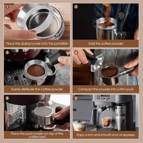 Ensemble d'accessoires pour espresso de 51 mm, pilon calibré à ressort, outil WDT et entonnoir de dosage pour machines à espresso
