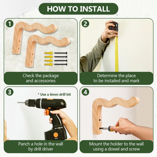 2 Pack Hanging Basket Plant Hook, Indoor and Outdoor Wall Plant Hanger Hook, Wavy Wood Hook Suitable for Flower Pot and Bird Feeder