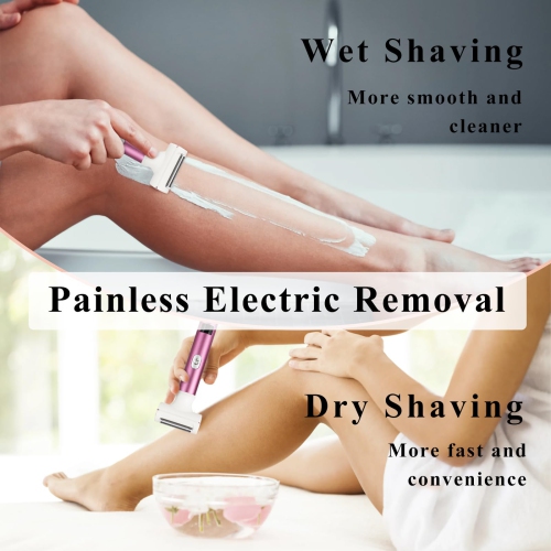 Rasoir électrique 4-en-1 pour femmes, démaquillant pour poils faciaux rechargeable avec écran LED, tondeuse bikini portative pour le corps pour les