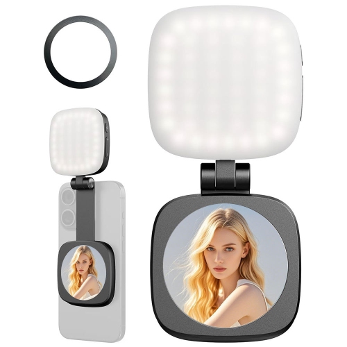 Magnetic Selfie Light Compatible with MagSafe iPhone,Phone Light with Mirror for iPhone,Folding LED Phone Fill Ring Lighting for Selfie Record Video
