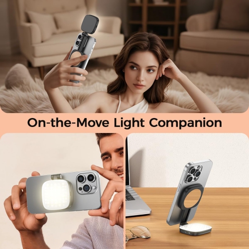 Magnetic Selfie Light Compatible with MagSafe iPhone,Phone Light with Mirror for iPhone,Folding LED Phone Fill Ring Lighting for Selfie Record Video