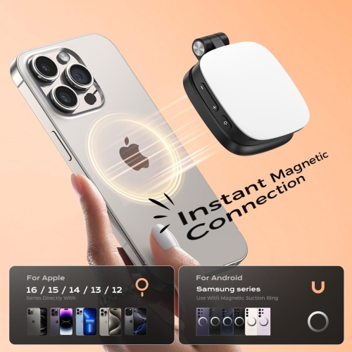 Magnetic Selfie Light Compatible with MagSafe iPhone,Phone Light with Mirror for iPhone,Folding LED Phone Fill Ring Lighting for Selfie Record Video