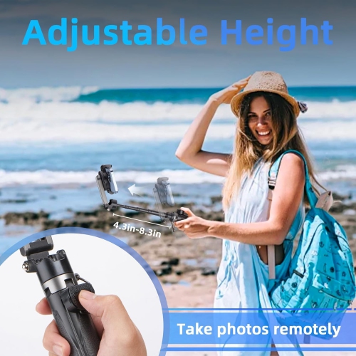 Selfie Stick for Travel,Phone Tripod Stand for Vlog Selfie,Portable Selfie Stick with Rechargeable Remote,Extendable Detachable Cell Phone Tripod for