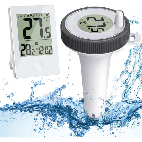 Thermomètre d'eau flottant pour piscine, thermomètre numérique sans fil avec moniteur d'humidité de température intérieure pour piscines Fishing Pond
