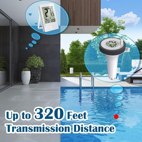 Thermomètre d'eau flottant pour piscine, thermomètre numérique sans fil avec moniteur d'humidité de température intérieure pour piscines Fishing Pond