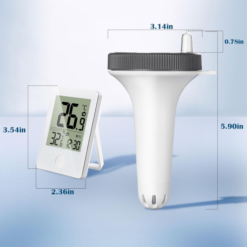 Thermomètre d'eau flottant pour piscine, thermomètre numérique sans fil avec moniteur d'humidité de température intérieure pour piscines Fishing Pond