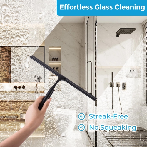 Shower Squeegee for Glass Doors, Squeegee for Shower Glass Door, Window and Car Glass, Mirrors - All-Purpose Stainless Steel Squeegee, 10 Inches