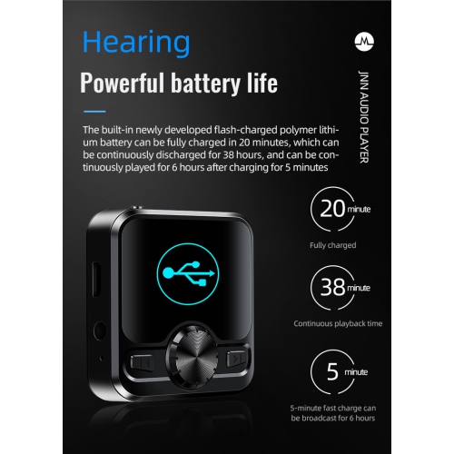 Lecteur MP3/MP4 Bluetooth – Écran couleur de 1,2&nbsp;po, enregistreur vocal, longue autonomie, lecteur de musique, radio FM, Prise en charge audio
