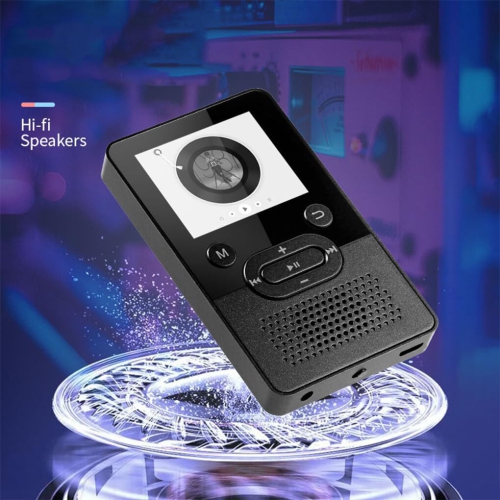 Black bluetooth MP3/MP4 player, 1.8-inch screen, 250 mAh battery, long-lasting battery life, lightweight and portable - supports multiple formats and