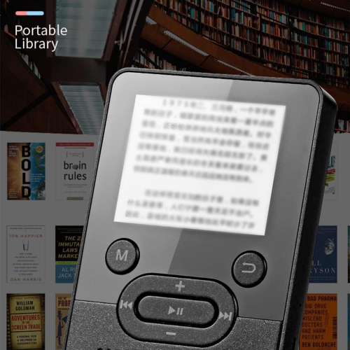 Black bluetooth MP3/MP4 player, 1.8-inch screen, 250 mAh battery, long-lasting battery life, lightweight and portable - supports multiple formats and