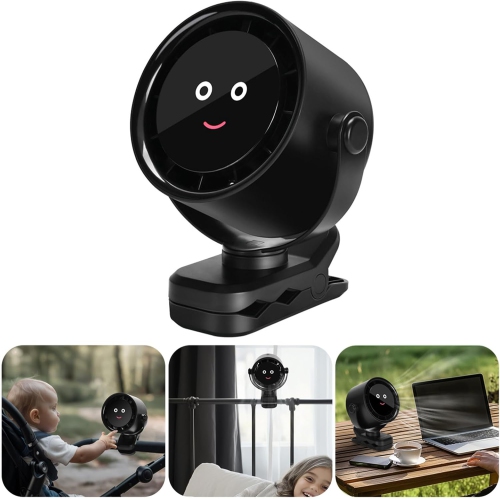 4000mAh Rechargeable Clip-On Fan with Brushless Motor, 5 Speed Settings, 720° Rotation, 36dB Ultra Quiet - Mini Portable USB Charging【black】