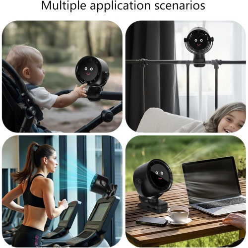 4000mAh Rechargeable Clip-On Fan with Brushless Motor, 5 Speed Settings, 720° Rotation, 36dB Ultra Quiet - Mini Portable USB Charging【black】