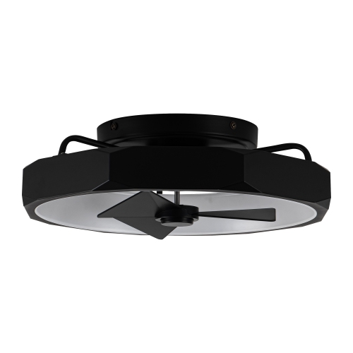 Parrot Uncle 19" Black Modern Low Profile Semi-Flush Mount Ceiling Fan with Light and Remote Control