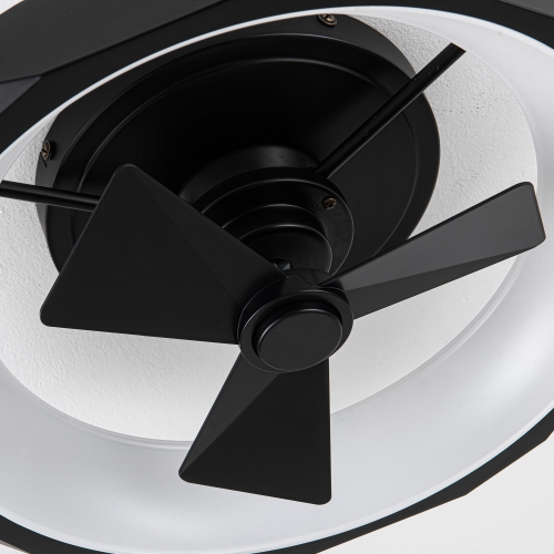 Parrot Uncle 19" Black Modern Low Profile Semi-Flush Mount Ceiling Fan with Light and Remote Control