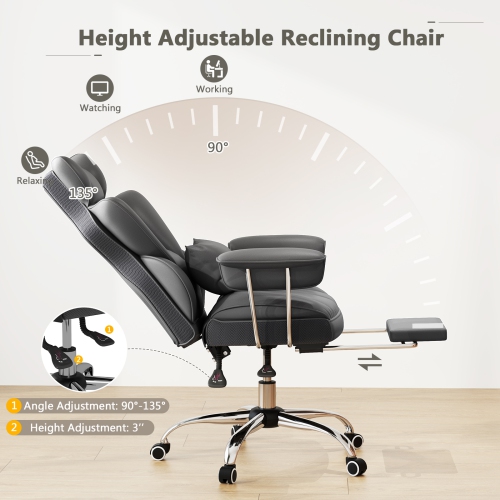 Big and Tall Office Desk Chair with Footrest, Ergonomic Executive Seating