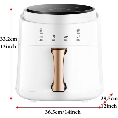 Glass Air Fryer,Smart Compact 7.2QT Air Fryer Small,1400w,8 Preset Cooking Functions,450°F,Touch Screen, Oven Oilless Cooker for Quick Healthy