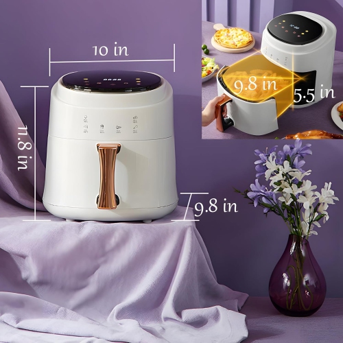 Glass Air Fryer,Smart Compact 7.2QT Air Fryer Small,1400w,8 Preset Cooking Functions,450°F,Touch Screen, Oven Oilless Cooker for Quick Healthy