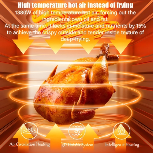 Glass Air Fryer,Smart Compact 7.2QT Air Fryer Small,1400w,8 Preset Cooking Functions,450°F,Touch Screen, Oven Oilless Cooker for Quick Healthy