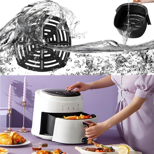 Glass Air Fryer,Smart Compact 7.2QT Air Fryer Small,1400w,8 Preset Cooking Functions,450°F,Touch Screen, Oven Oilless Cooker for Quick Healthy