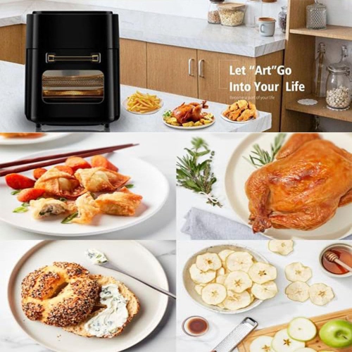 Air Fryer 15L Visual Air Fryer with Grill, 1400w Smart Oven With Digital Touch Screen Oil-free Fryer, Timing and temperature adjustable For Quick And