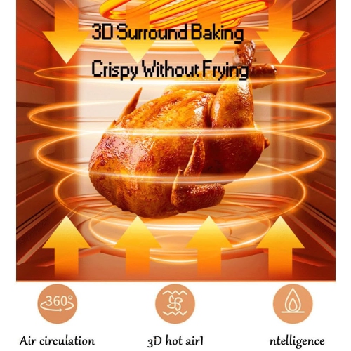 Air Fryer 15L Visual Air Fryer with Grill, 1400w Smart Oven With Digital Touch Screen Oil-free Fryer, Timing and temperature adjustable For Quick And