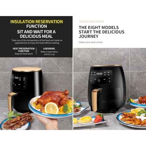 Multifunctional Digital Air Fryer Air Fryer 4.5 Qt,Nonstick Stainless Steel,Touch Screen Air Fryer with 8 Cooking Functions, 1400W 360° Loop Air