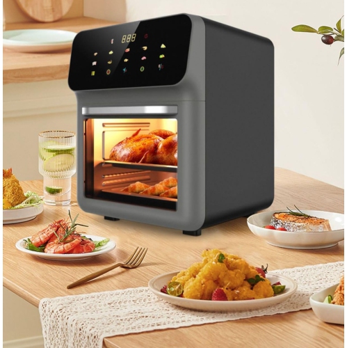 10L Air Fryer Oven with 10 Preset Functions, Dual Zone Cooking, Air-Crisp Technology, Stainless Steel Basket, Touch Control, Dishwasher Safe –