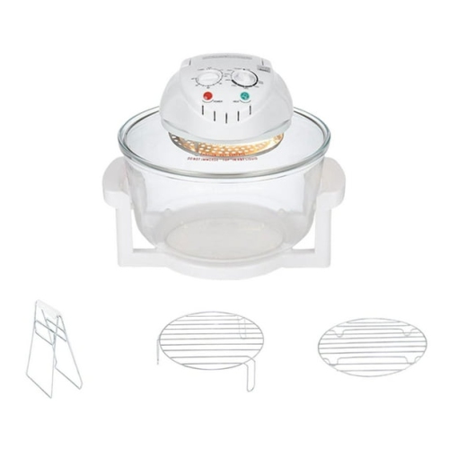 Air Fryer, 12L Large Capacity, High Borosilicate Glass, Touch Control, White