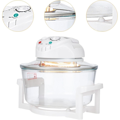 Air Fryer, 12L Large Capacity, High Borosilicate Glass, Touch Control, White