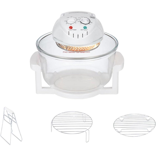 Air Fryer, 12L Large Capacity, High Borosilicate Glass, Touch Control, White