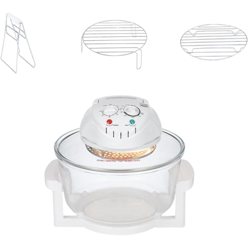 Air Fryer, 12L Large Capacity, High Borosilicate Glass, Touch Control, White