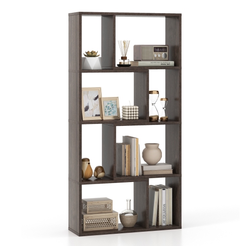 4-Tier Geometric Bookshelf with 8 Cubes for Living Room or Bedroom Storage