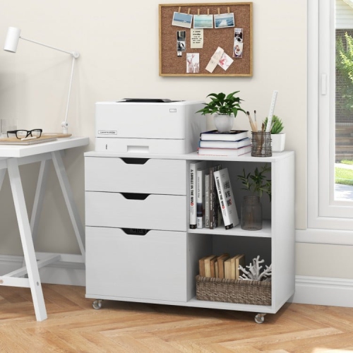 3-Drawer File Cabinet with Adjustable Shelf and Wheels for Letter-Size Files