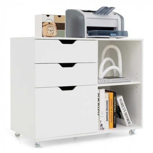 3-Drawer File Cabinet with Adjustable Shelf and Wheels for Letter-Size Files