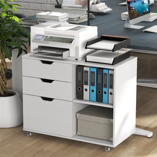3-Drawer File Cabinet with Adjustable Shelf and Wheels for Letter-Size Files
