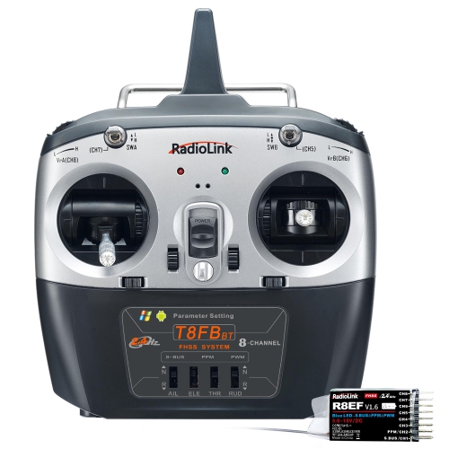Radiolink T8FB BT Version 2.4GHz 8 Channels RC Remote Transmitter and Receiver R8EF Dual Stick Controller for RC Airplan