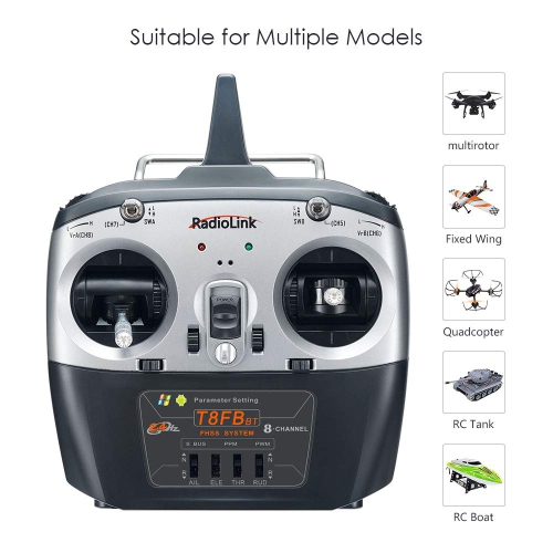 Radiolink T8FB BT Version 2.4GHz 8 Channels RC Remote Transmitter and Receiver R8EF Dual Stick Controller for RC Airplan