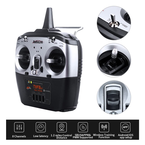 Radiolink T8FB BT Version 2.4GHz 8 Channels RC Remote Transmitter and Receiver R8EF Dual Stick Controller for RC Airplan