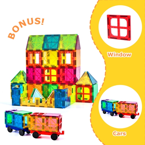 cossy 120Pcs Magnet Tiles Magnetic 3D Building Blocks Set Educational Construction Toys for 3+ Year Kids with Stronger M