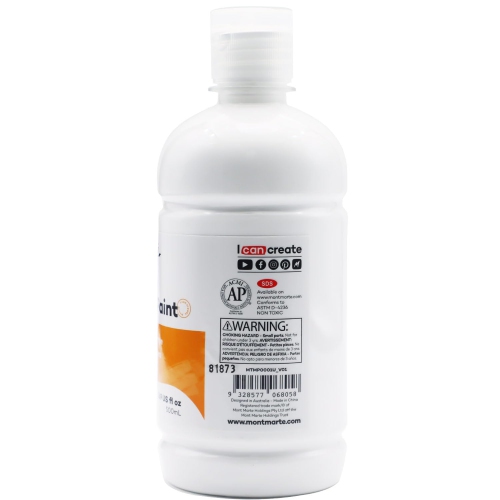 Mont Marte Tempera Paint Set 12pc x 500ml, 12 Bottles of Tempera Style Kids Paint, Washable Tempera Pain