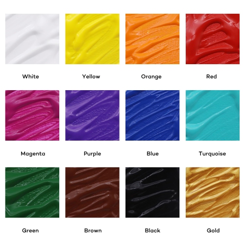 Mont Marte Tempera Paint Set 12pc x 500ml, 12 Bottles of Tempera Style Kids Paint, Washable Tempera Pain