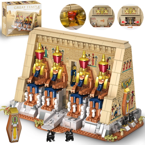 SpblastB Temple Building Set for Adults, Egyptian Architecture Building Blocks with Hidden Mechanisms, Famous Landmark C