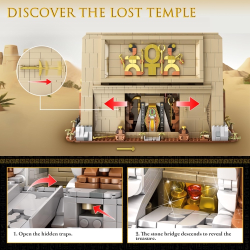 SpblastB Temple Building Set for Adults, Egyptian Architecture Building Blocks with Hidden Mechanisms, Famous Landmark C
