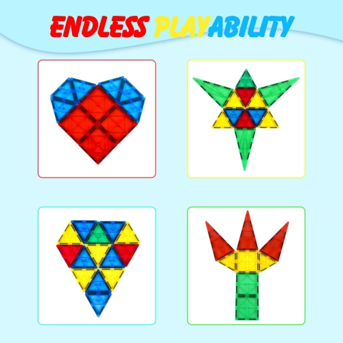 Gemmicc Magnetic Tiles, Deluxe 136 PCS Building Blocks Magnet Toys for Kids,3D Magnet Puzzles Stacking Blocks for Boys G